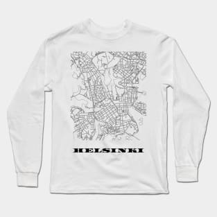 Map of Helsinki, Finland Minimalist Line Drawing Long Sleeve T-Shirt